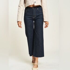 Oliver Logan Aberdeen Wide Leg Crop Raw Hem Jeans